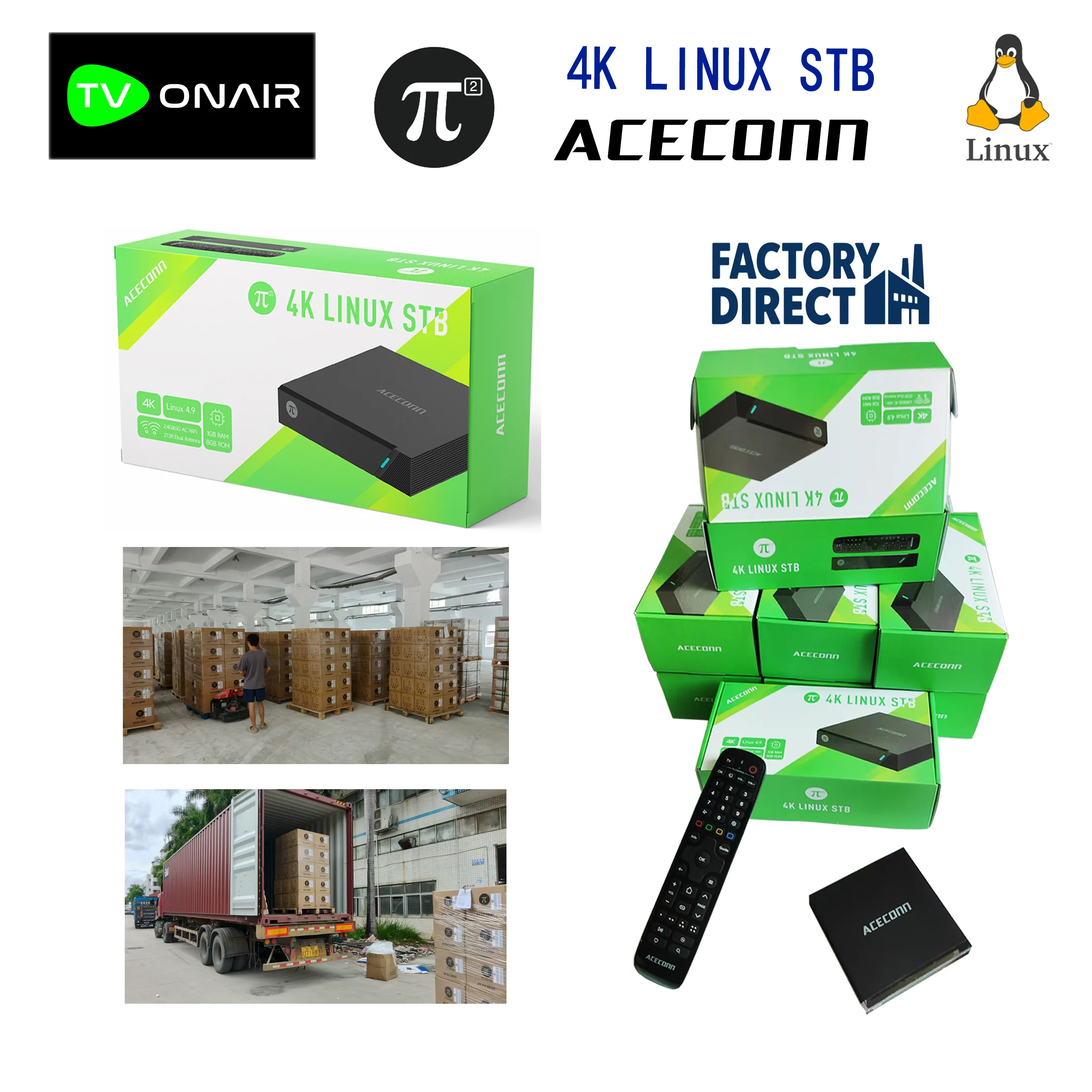 

ACECONN Pi2 π2 4K 2160P Linux STB tv box iptv Set-top Box BT Support full format decoding Integrated remote control function