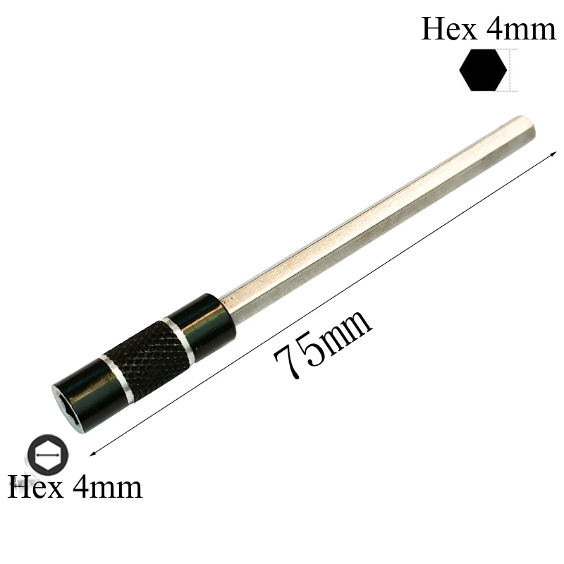 마그네틱 금속 샤프트 연장 바 로드, 육각 섕크 소켓 어댑터, 5/32 인치 스크루드라이버 비트 홀더, 수공구, H4X75Lmm, 75mm