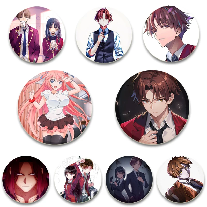 Anime Classroom of The Elite Badge Round Soft Button Pin Creative Character Brooch for Backpack Clothes Decoration Fashion Gifts