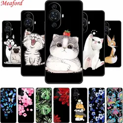Funda For Huawei Nova 12s Case Cute Cartoon Cat Black Silicone Soft Back Cover Case For Huawei Nova 12s Case Nova12s 12 s Coque