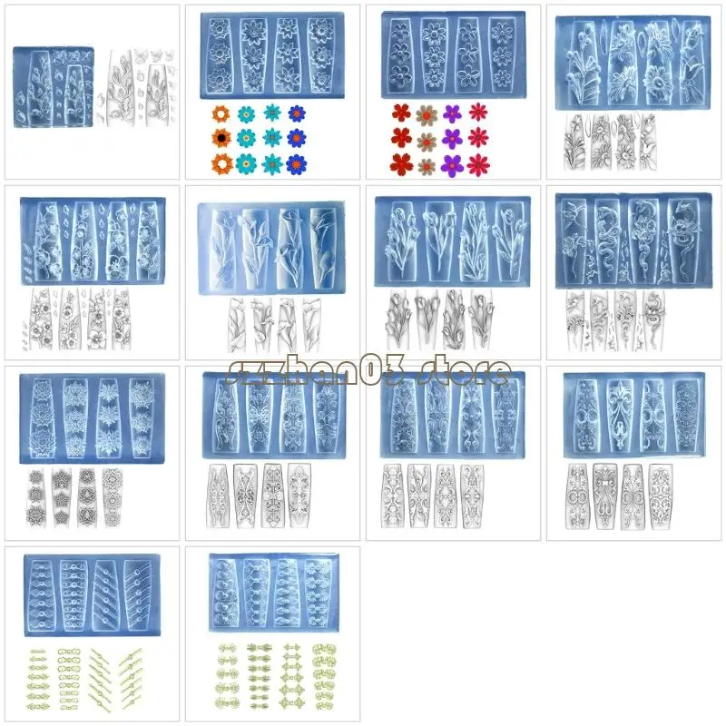 

367C Practical DIY Carving Flower Art Accessory Mold Silicone Template for Crafting Unique Floral Resin Designs