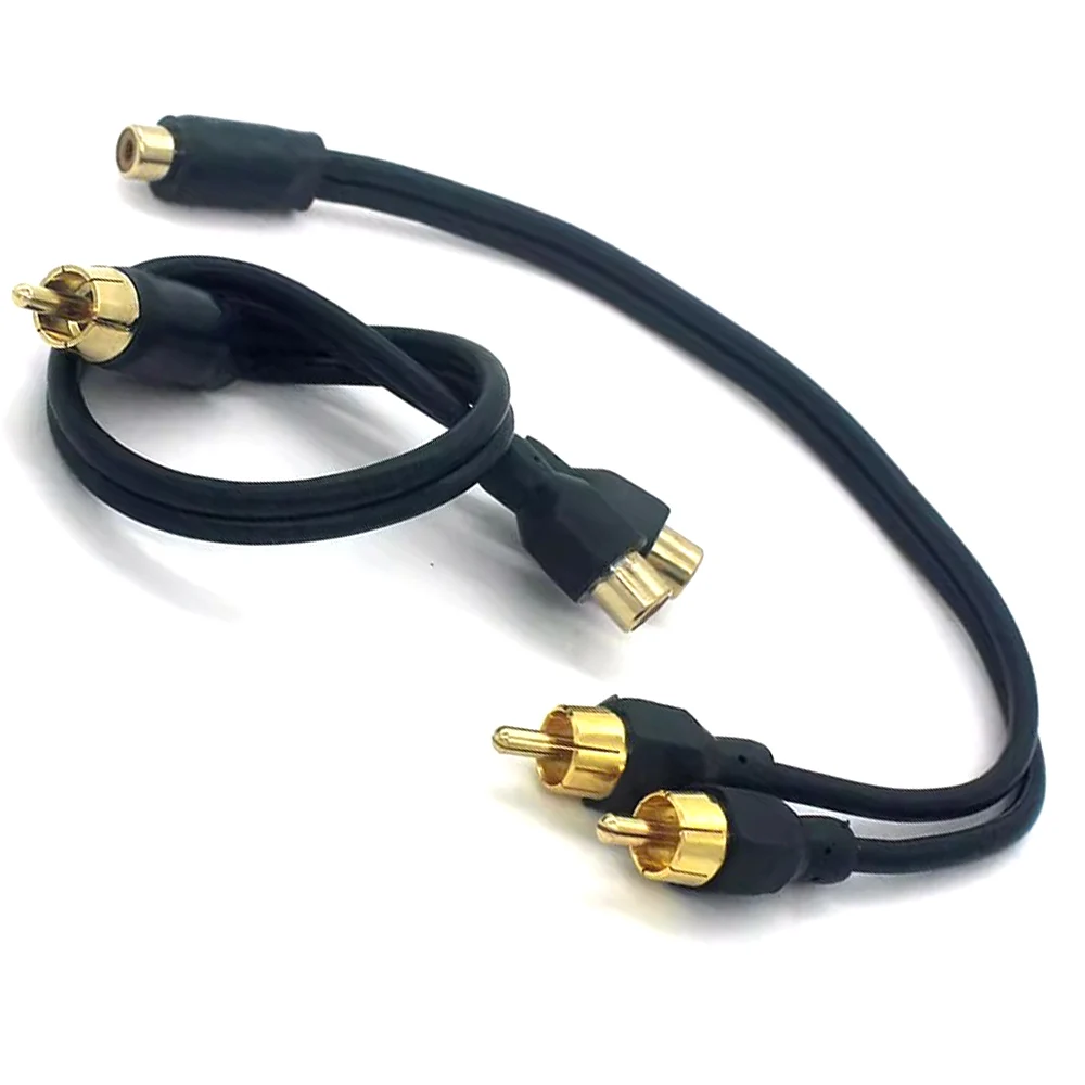 Pure copper car audio modification one point two audio connecting cable 2 male 1 female 2 female 1 male RCA lotus head converter