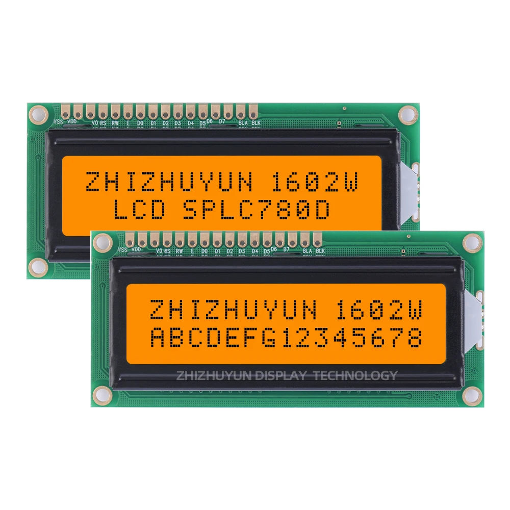 Pantalla LCD de caracteres de 1602W, membrana verde amarilla, Marco alto Stn, LCM en inglés, suministro estable de productos