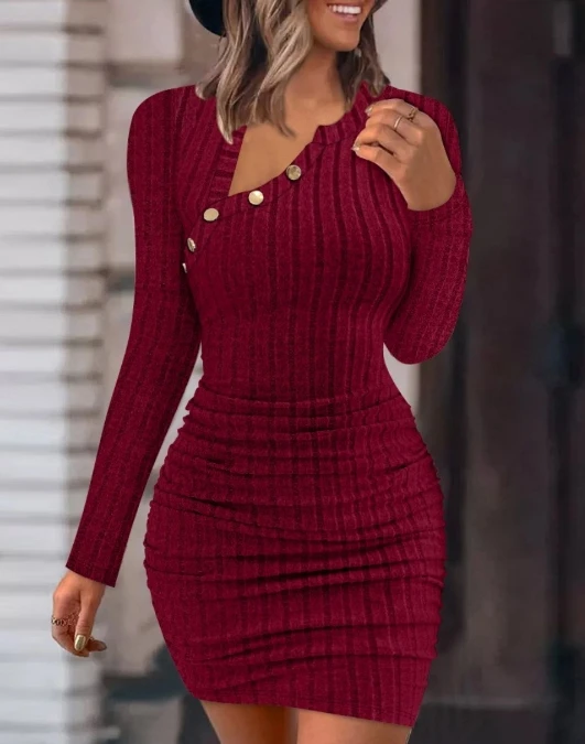 

Bodycon Dresses for Women 2023 Autumn Off Shoulder Oblique Neck Tight Wrap Hip Fashion Slim Fit Sexy Long Sleeve Dress for Women