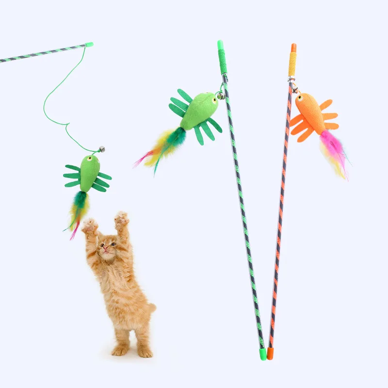 

Pet Supplies Cat Toys Cute Wind Plush Crayfish Shaped Teasing Cat Stick Self Fun Soothing Toy