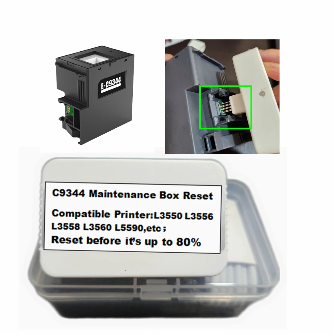 C9344 Maintenance Box Resetter For Epson WF2810 L5590 XP3100  XP4100 L3550 Printer Tank Chip Decode
