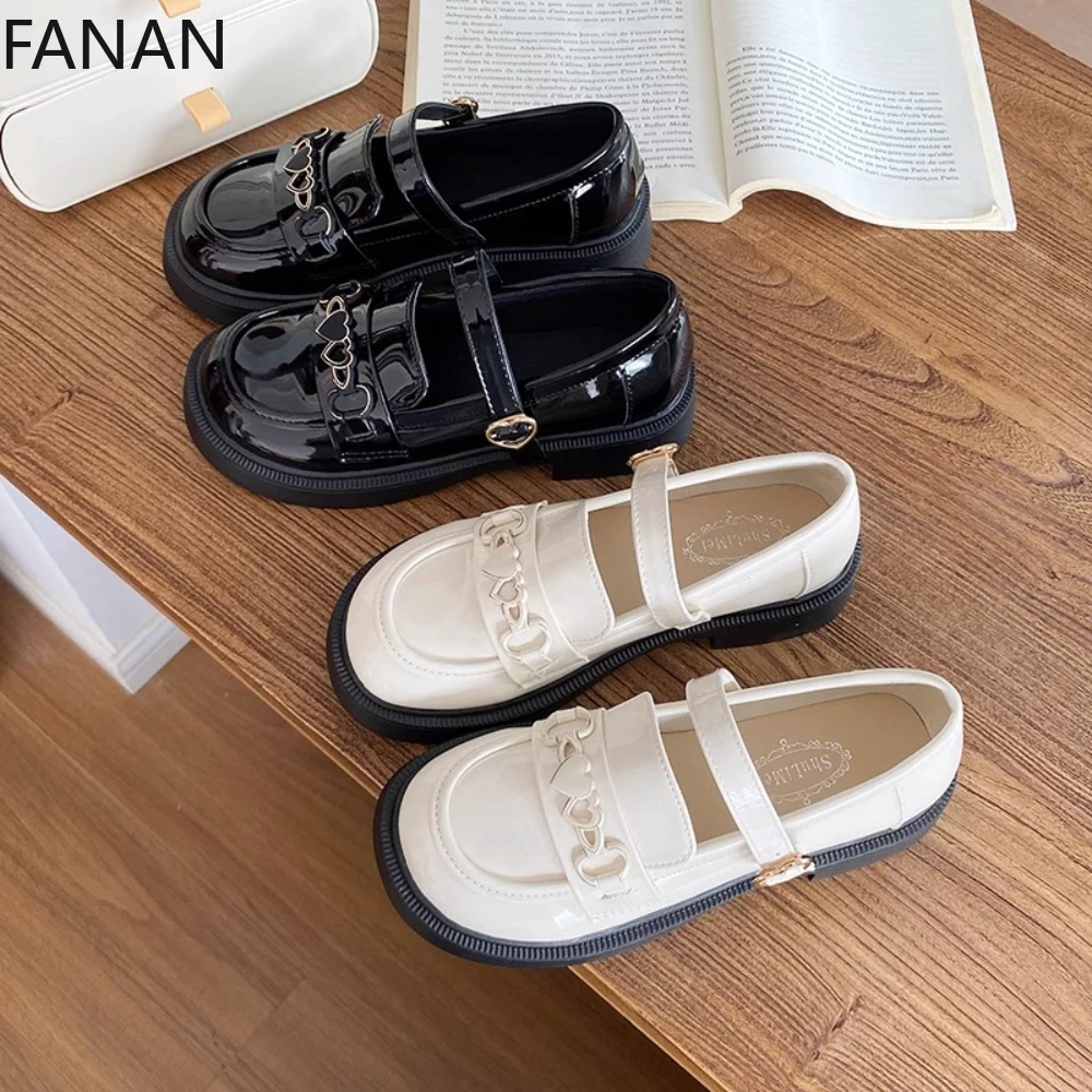 

Новинка 2023 года, женские туфли на плоской подошве Lolita JK, летние черные кожаные туфли Мэри Джейн на низком каблуке и платформе, японские туфли-лодочки