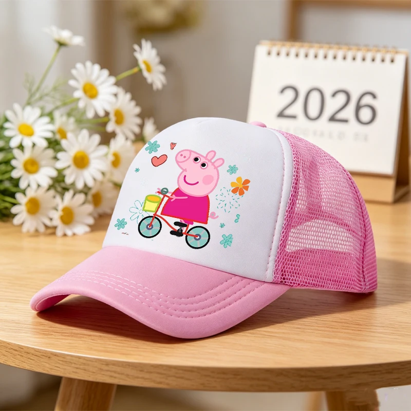 Бейсболка Peppas Pig для детей и взрослых, аниме-кепка от солнца для девочек и женщин, летняя дышащая сетчатая кепка, головной убор для занятий спортом на открытом воздухе, подарок, новинка