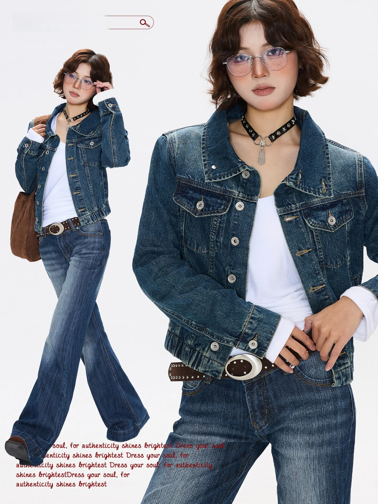 

Womens Slim Fit Vintage Washed Button up Stand Collar Denim Jacket Casual Versatile Short Coat Mianliao Store American Style