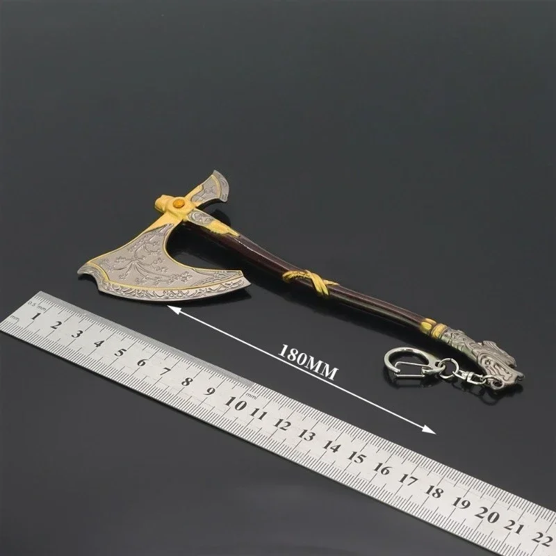 18cm/7.08in deus da guerra a machado leviatã kratos arma de metal chaveiro katana facas periféricos de jogo ornamento de mesa brinquedos presentes