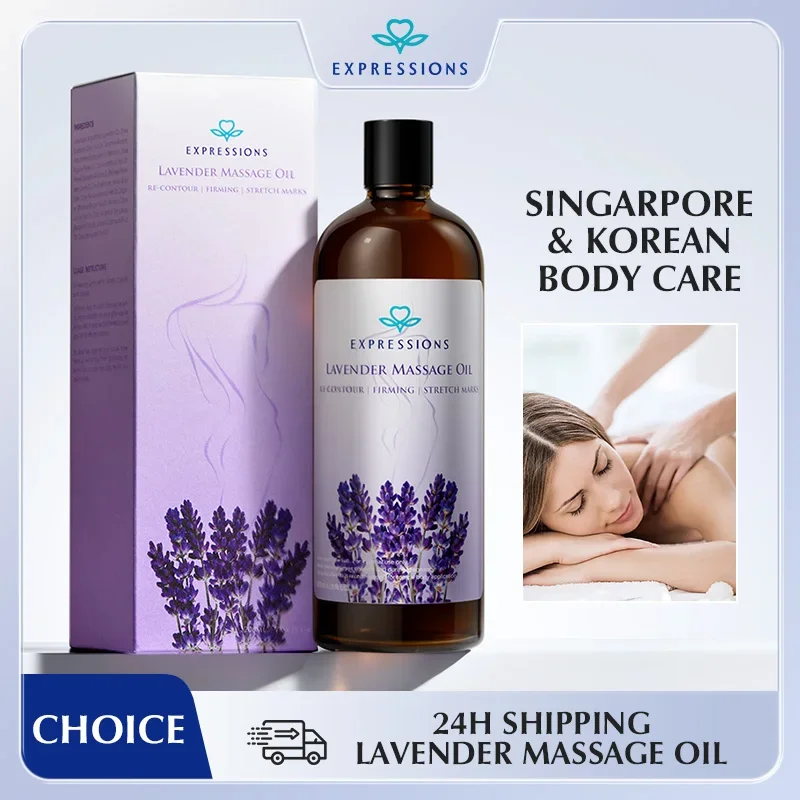 200ml EXPRESSIONS Lavender Massage Oil – Plant Extract Blend, Fast-Absorbing Non-Greasy Body Oil for Relaxing Body Care