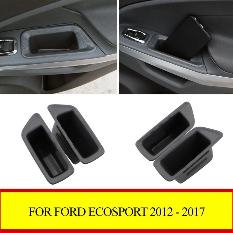 

For Ford Ecosport 2012 - 2017 ABS dermatoglyph Car Armrest Container Door Storage Box Handle Boxes Case Accessories