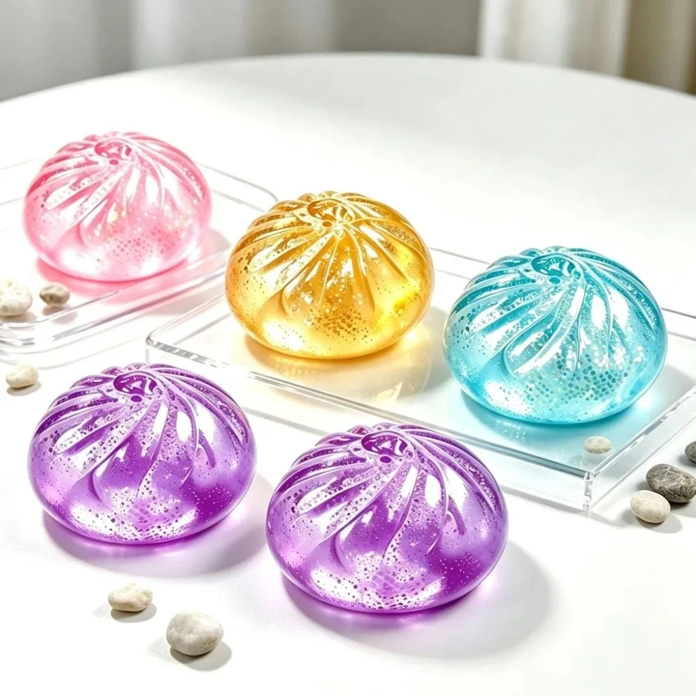 Soft Cute Glitter Dumpling Fidget Squeezable Pinch Maltose Dumpling Bun 5cm Food Shape Squishy Crystal Bun Children Gift