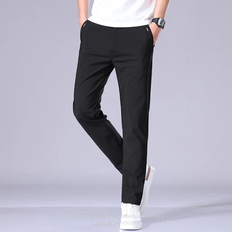 Hochwertige Sommer-Dünne Hochelastische Freizeithose Business Koreanische Atmungsaktive Schnelltrocknende Gerade Polyamidfaser-Hose für Herren – Detail 15