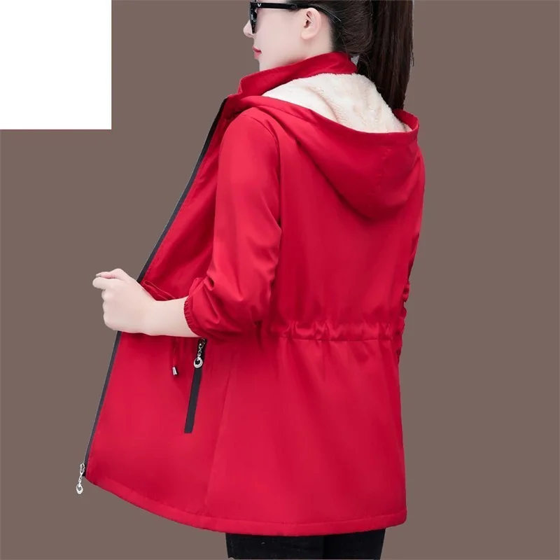 2023 Women Casual Loose Fitting Plush Thick Coat Female Mid Length Westernized New Autumn And Winter Windbreaker Warm Jacket Top