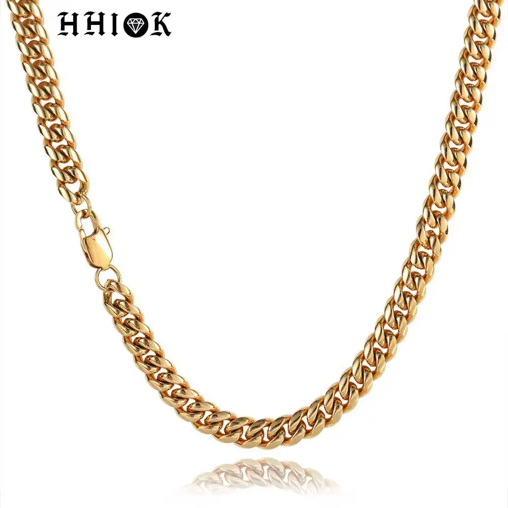 

Dropshipping Hip Hop Jewelry Miami Cuban Necklace Stainless Steel Curb Link Chain for Men Women