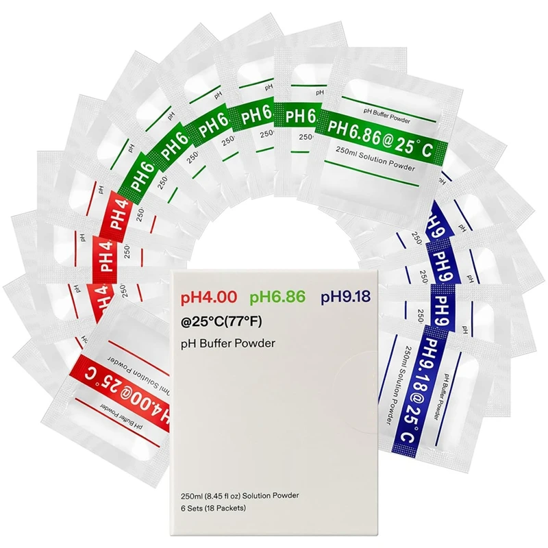 

Top-18-Pack PH Meter Buffer Solution Powder, PH 6.86/4.00/9.18, PH Buffer Powder For Precise & Easy PH Tester Calibration