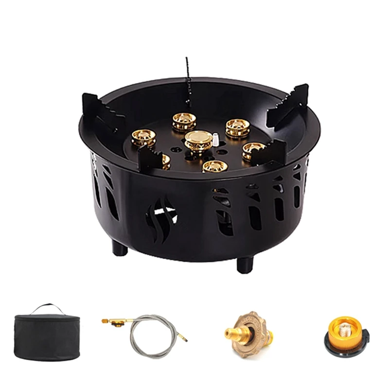 Outdoor 7Core  Power Gases Burner Stove Backpacking Stove Adjustable Gases Valve Windproof Stove Burner