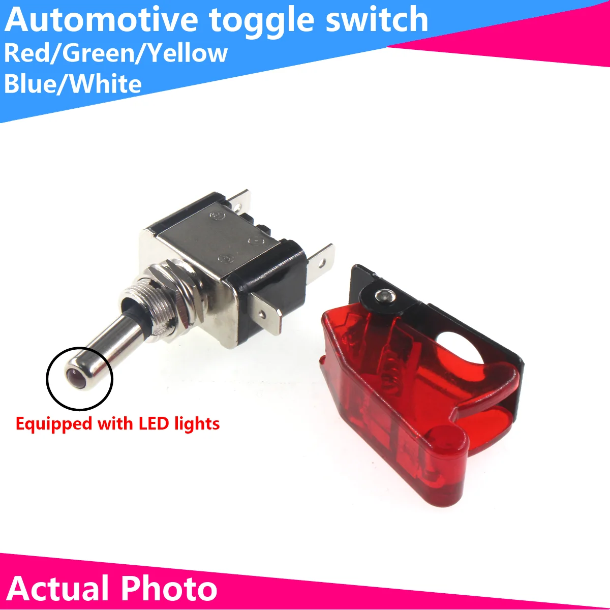 ASW07 car modification with light toggle switch and cover racing power switch DC12V 20A rocker switch