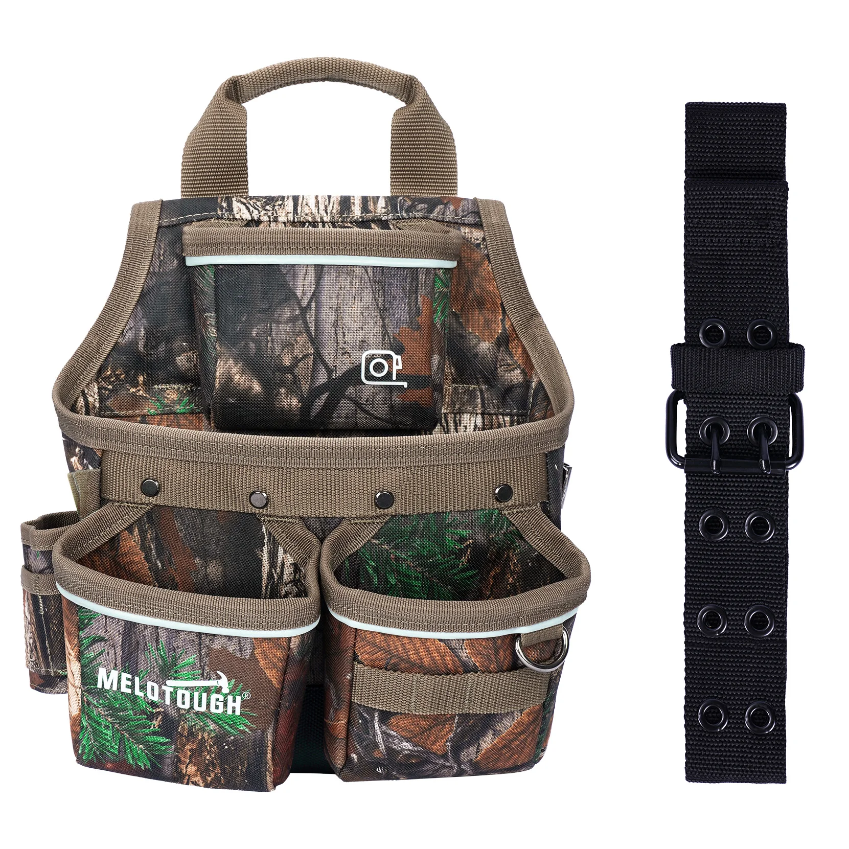 9‑Pockets Professional Tool Pouch with Adjustable Belt Multifunctional Hardware Storage Bag for Construction Carpenter