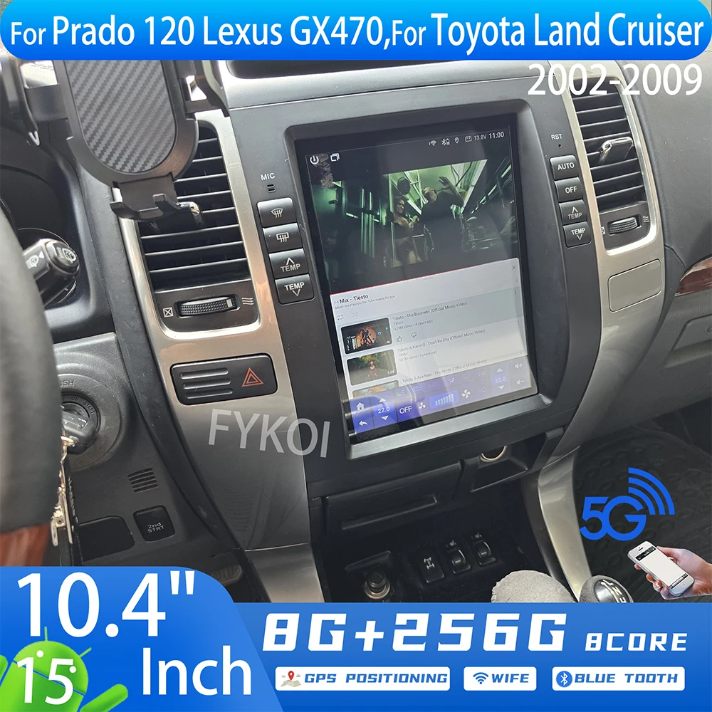 

10.4" Car Intelligent Systems Android 15 For Toyota Land Cruiser Prado 120 For Lexus GX470 2002-2009 Carplay Auto Wirreless BT
