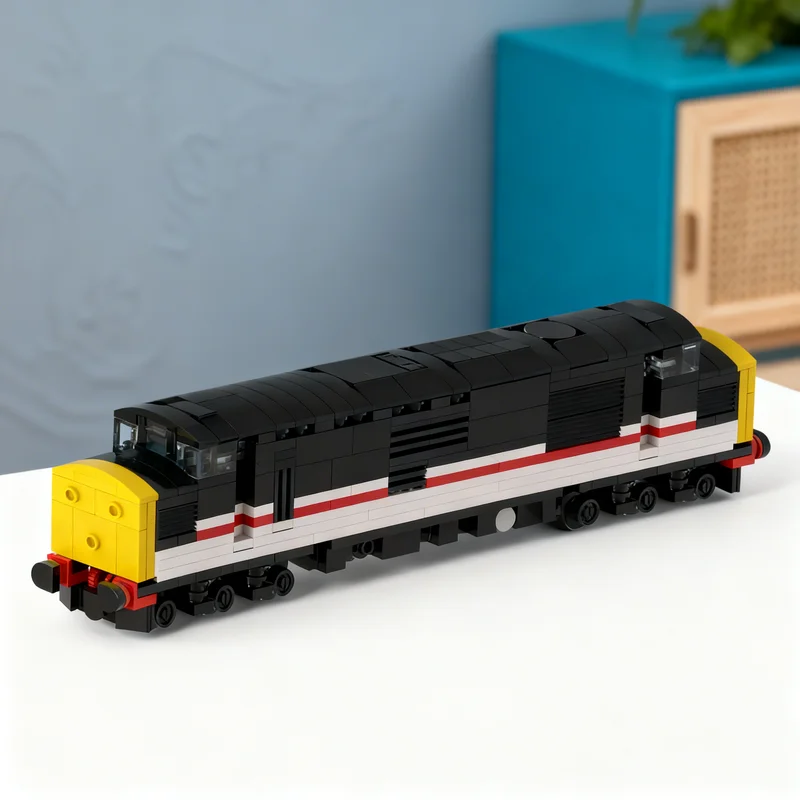 445pcs MOC 4-Wide BR Class 37 Diesel Locomotive Train In Intercity Livery Creator Model Building Blocks Christmas Gift 3D DIY