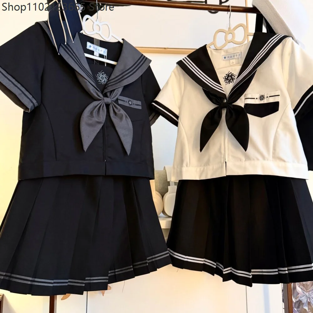 Niedliches Niña JK Uniform Japanisches Matrosenanzug-Set für Mädchen, Cosplay Schwarz-Weiß Schuluniform, Marine-Studentenanzüge für die Oberschule