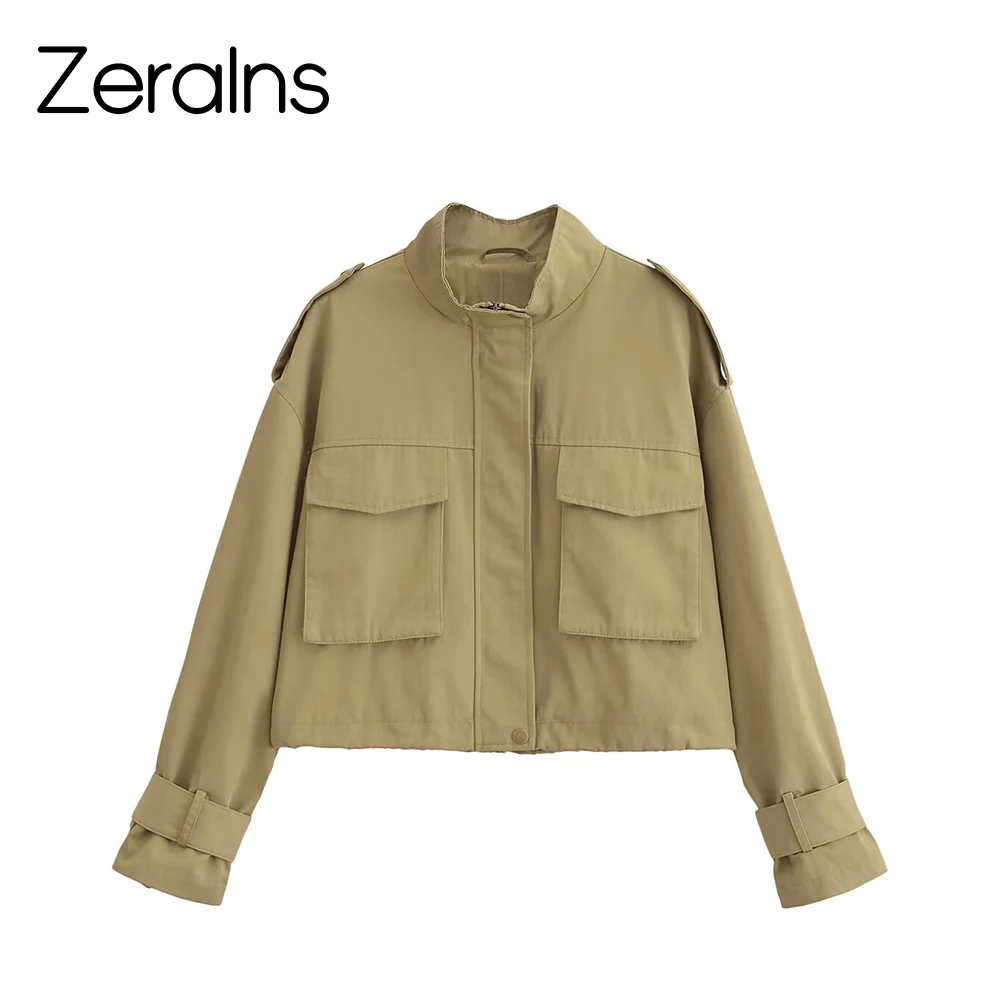 

ZERAINS Autumn new women's clothing fashionable temperament design sense loose large pocket decoration jacket jacket