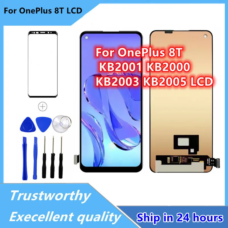 High Quality For OnePlus 8T 6.55\'\'For 1+8T KB2001KB2000 KB2003 KB2005 LCD Display Touch Screen Digitizer Assembly Replacement