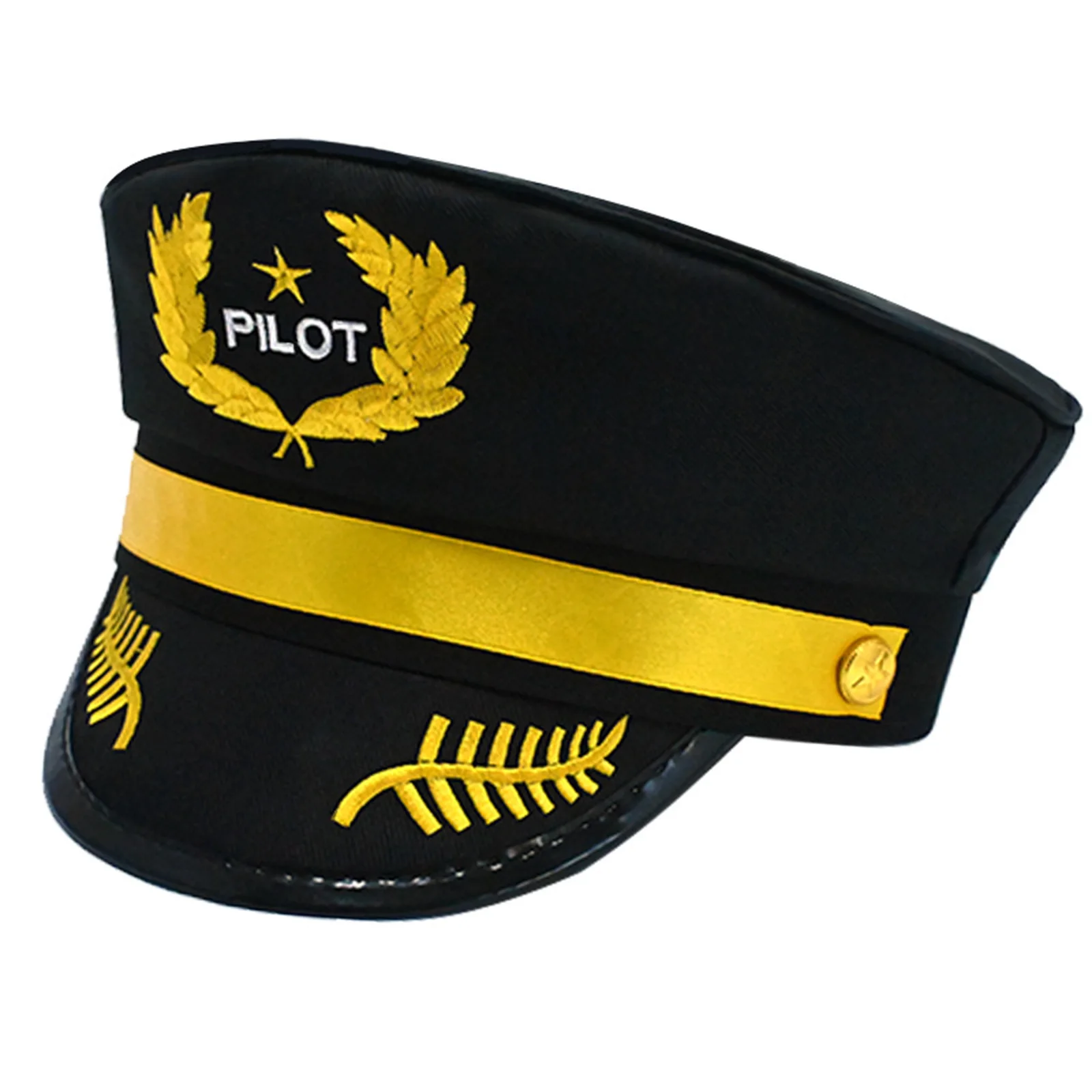 

1Pc Adult Men Aviation Pilot Captain Wide Brimmed Hat with Gold Thread Embroidery Stage Performance Hat for Cosplay Masquerade