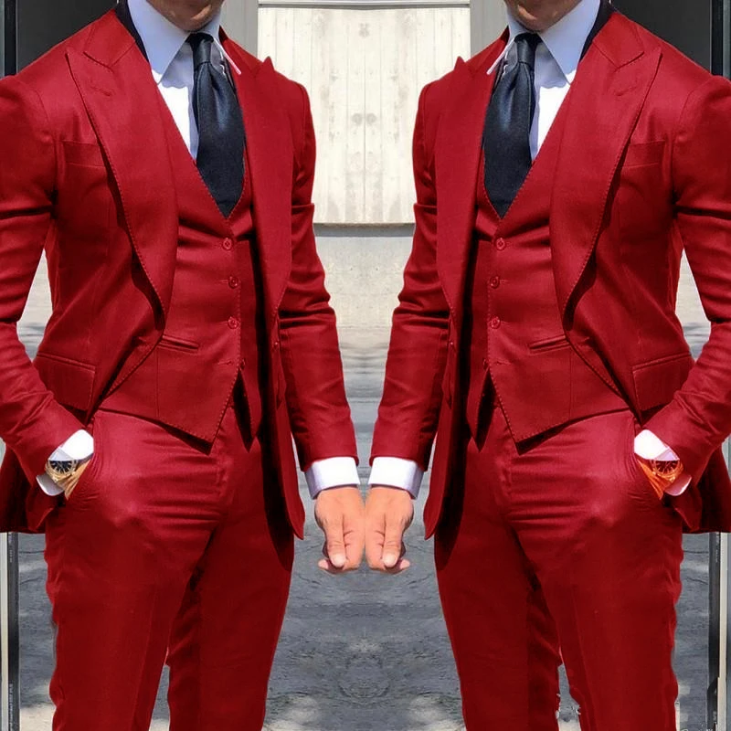 Esmoquin de boda británico para hombre, traje de novio marrón, ajustado, con solapa de pico, para graduación, BestMan, Blazer, pantalones, chaleco