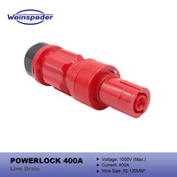 WOINSPODER 400A 1000V Powerlock Line Drain Single Pole Inline Female Power Connector for Cable 50-120sqmm
