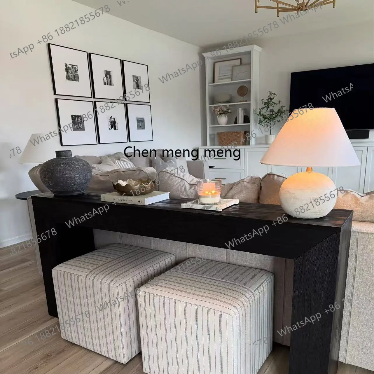 Italian modern simple entrance table entry creativity, solid wood entrance table behind the sofa