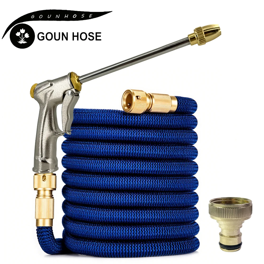 

1PC Garden Hose Rubber Watering Pipe Cleaning High-Pressure Expandable Magic Hose Metal Joint Sprinkler Head Sprinkler Device