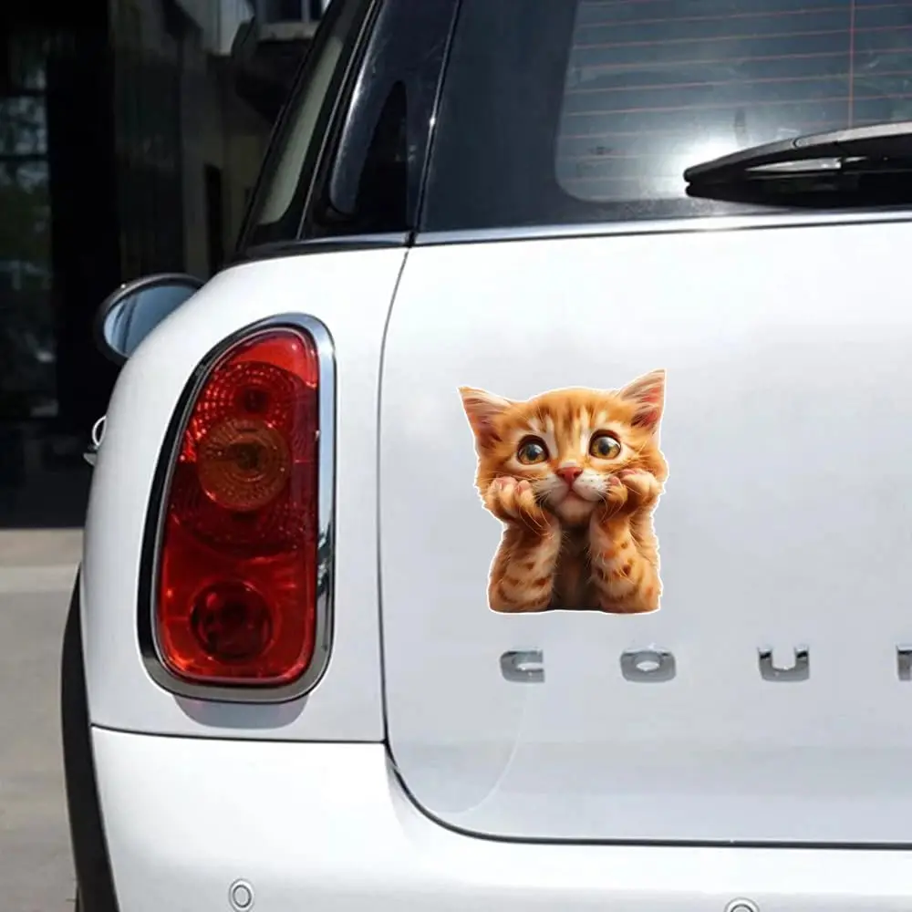 1 قطعة ملصق ممتص الصدمات للسيارة المضحك على شكل قطة التفكير ، ملصق فينيل 6 بوصة ، مقاوم للماء ، قطع قوالب للسيارات والنوافذ وأجهزة الكمبيوتر المحمولة #6