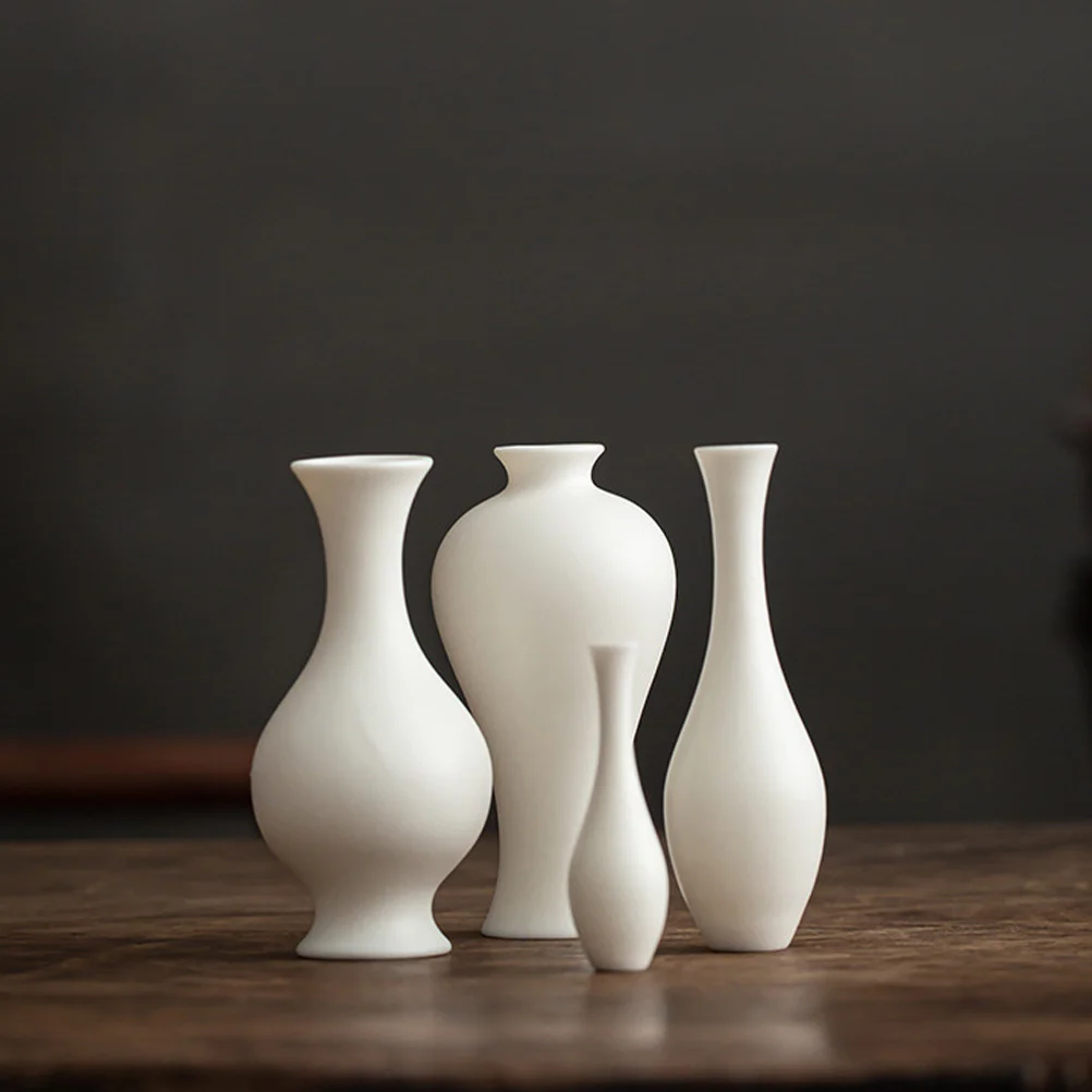 

White Ceramic Zen Vase Elegant Flower Arrangement Vase for Home Furnishing and Desk Decoration Ceramic Ornament