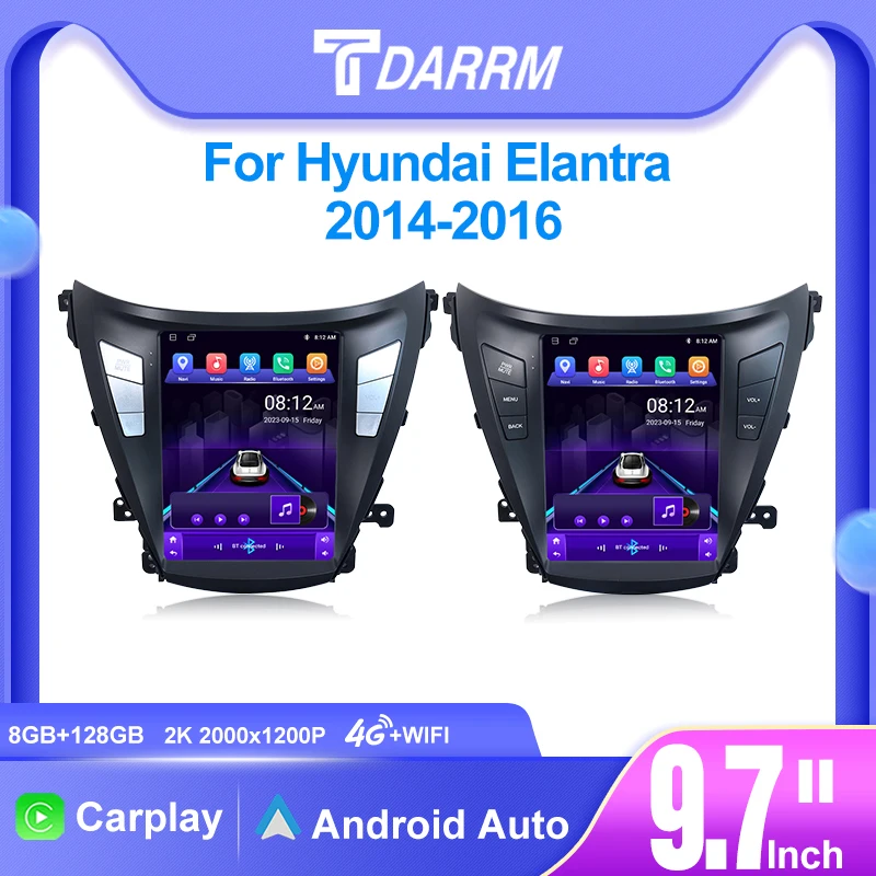

9.7 Inch Android Car Radio Screen LHD Multimedia Player GPS Carplay Auto Navigation Bluetooth DSP For Hyundai Elantra 2014-2016