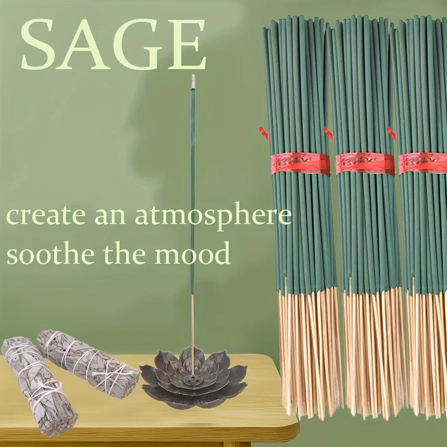 [Encienso embebido con aceite esencial de salvia blanca] Encenso en barra de bambú de 22 cm, palitos de incienso tradicionales hechos a mano, palitos de incienso de 8,66 pulgadas, quemaduras para aproximadamente 40 minutos, adecuado para mejorar la fragancia del aire y mejorar el ambiente. Adecuado para diversas actividades diarias para disipar impurezas, purificar el alma y es adecuado como regalo de vacaciones o cumpleaños.