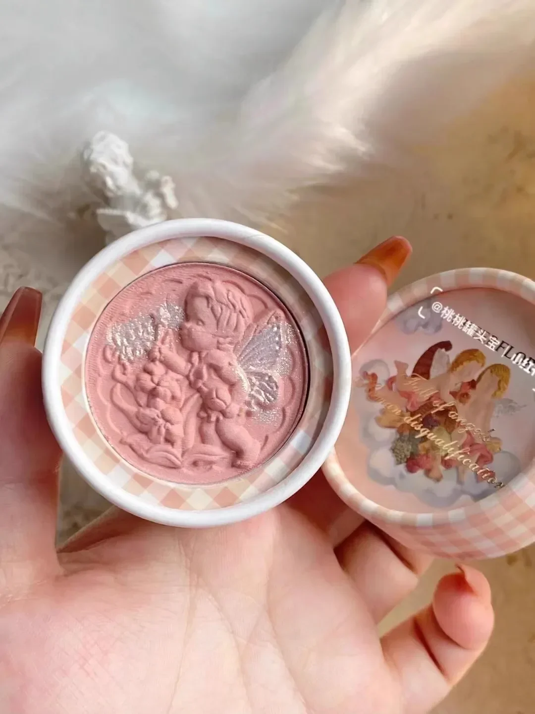Original Genuine Cheerflor Angel Embossed Blusher Face Blush Matte Natural Cheek Tint Brighten Contouring Soft Female Makeup