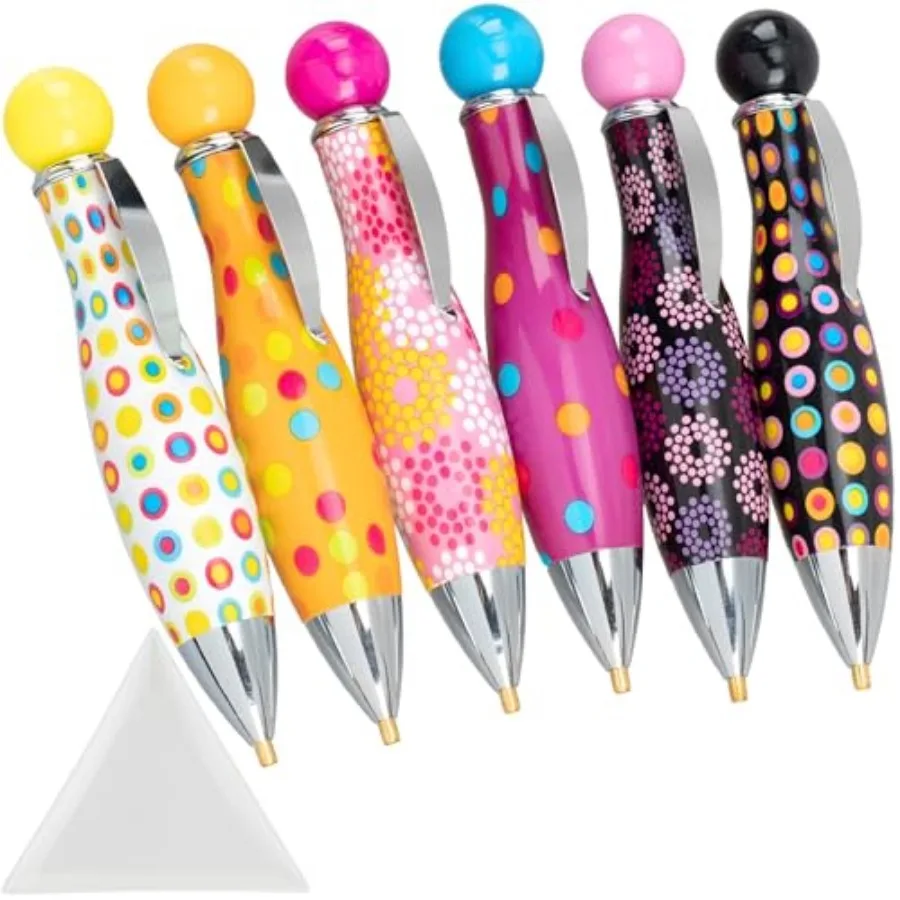 

6pcs Colorful 5D Diamond Art Pens with Tray, Round Square Diamond Beads Painting Tools for Adults