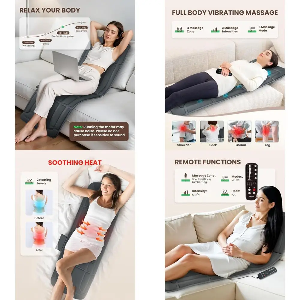 

Heated Vibration Massage Mat with 10 Motors, Ideal for Chairs, Beds, and Sofas