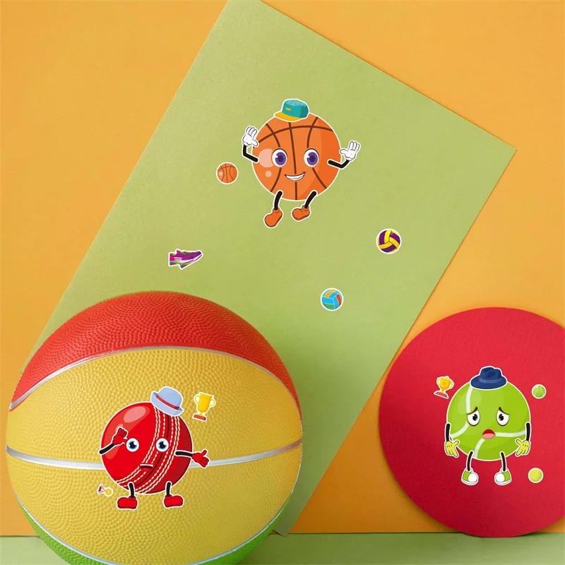 Make A Sport Balls Puzzle Sticker Kids Party Game Toys DIY Football Basketball Soccer Baseball Face Stickers School Reward Craft