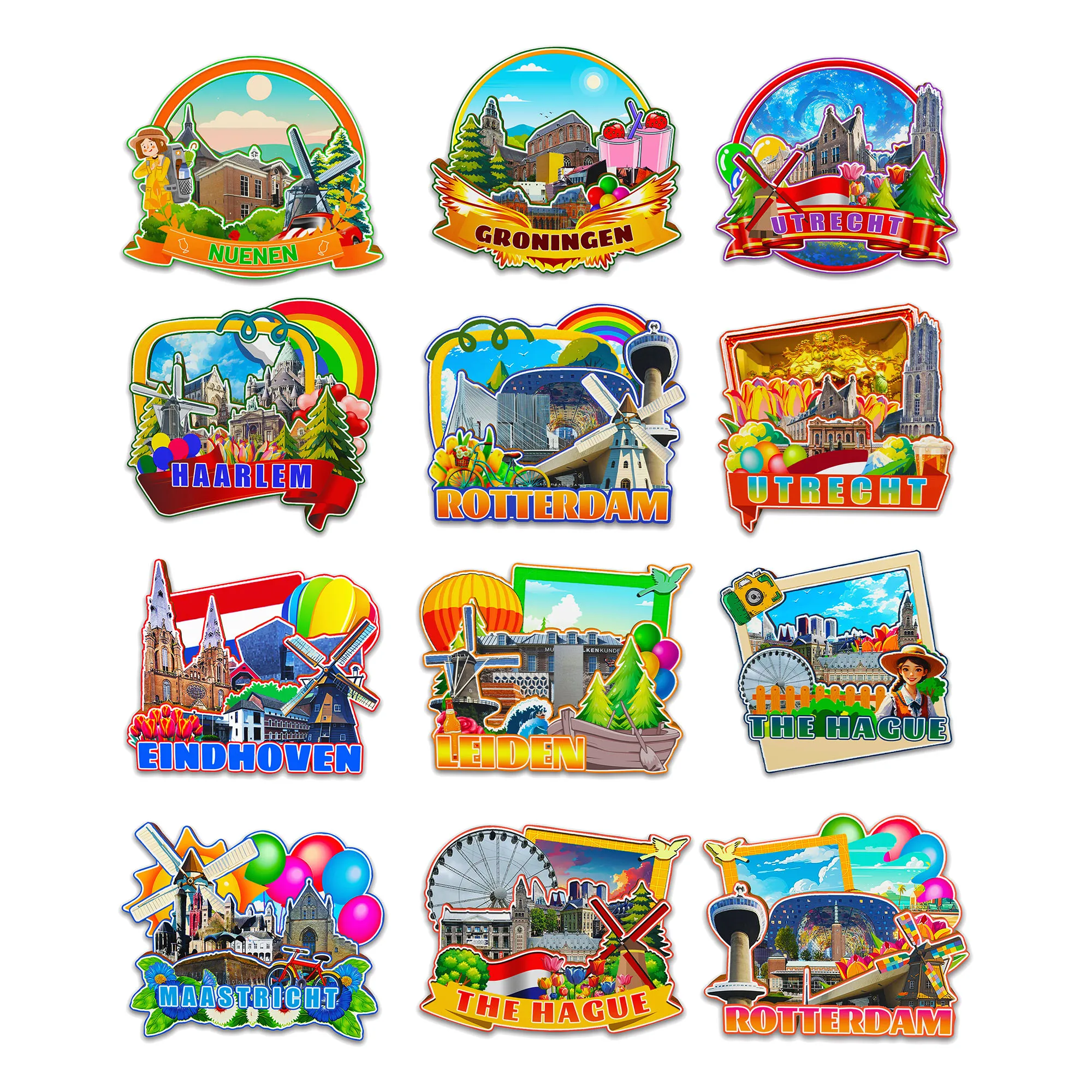 Декоративные магниты для Rotterdam Hague Utrecht Maastricht Eindhoven Leidenetàingen Nuenen Haarlem Нидерланды City Landmark