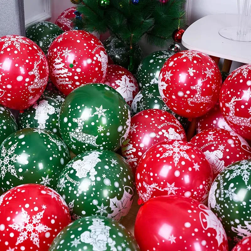 30pcs Christmas Latex Balloons Golden Green Ballons Christmas Decorations For Home Happy New Year 2025 Xmas Eve Party Supplies