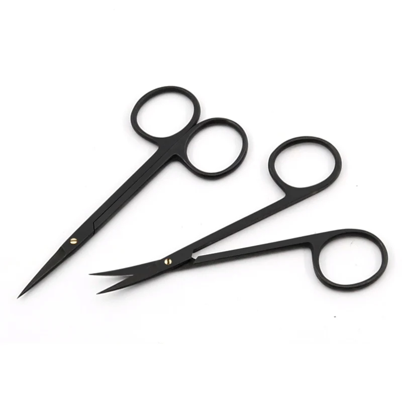 Ophthalmic Surgery Scissors Tungsten Carbon Steel Porcelain PFM Black Handle Shear Eye Scissors