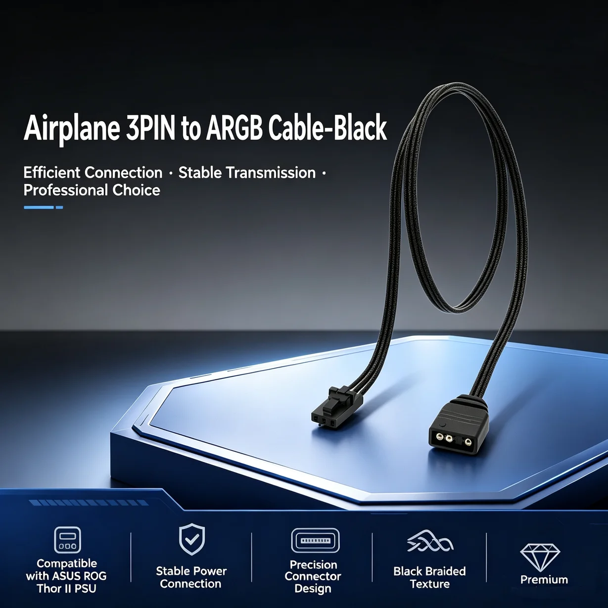 ARGB Sync Lighting Cable for ASUS ROG Strix, Thor, Loki, Strix PSU Gen 1 / Gen 2 / Gen 3 5557 to 3P
