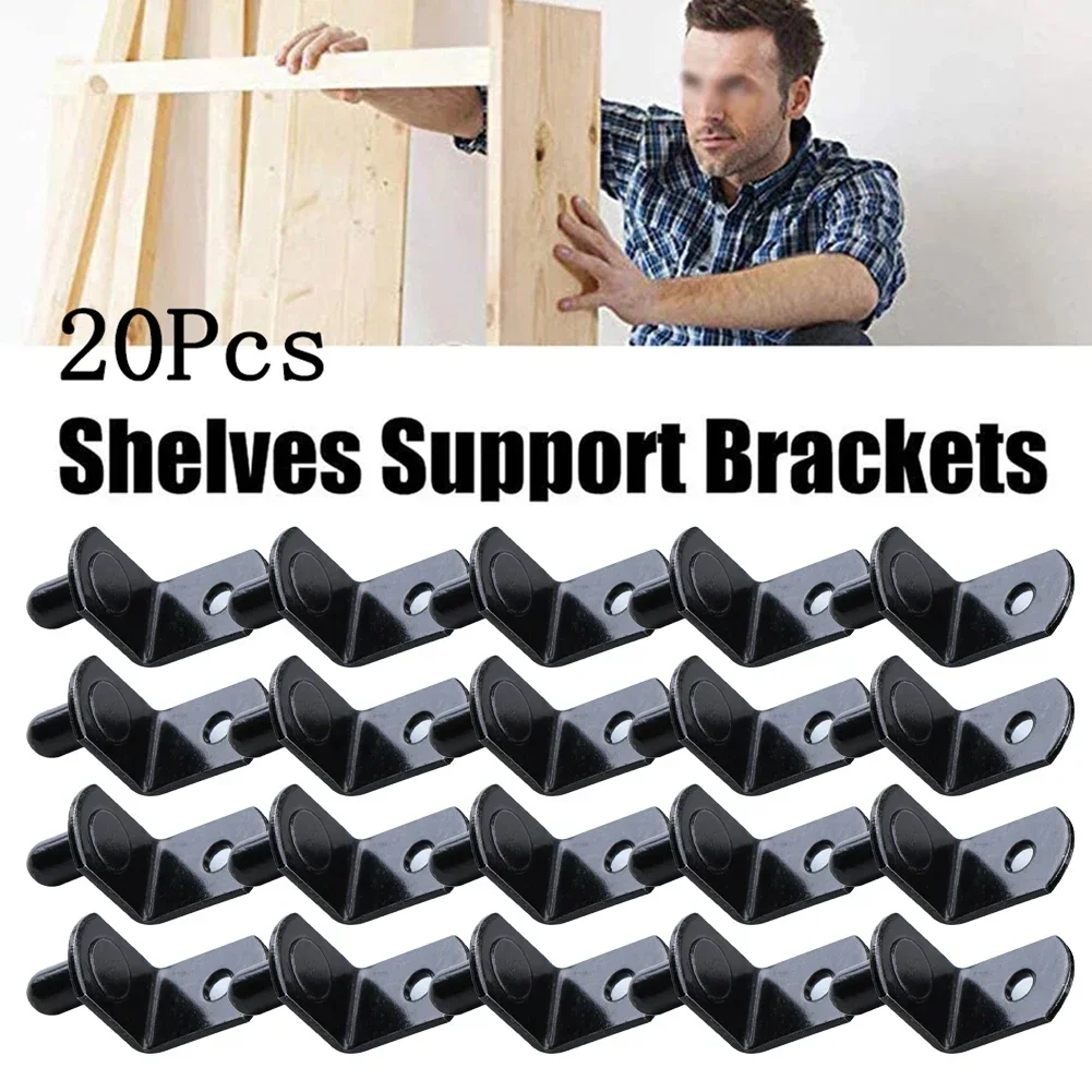 20Pcs Shelf Brackets Support Studs Pegs Pin 5mm Shelves Seperator Fixed Cabinet Bookcase Wall Mount Holder Cabinet Hardware