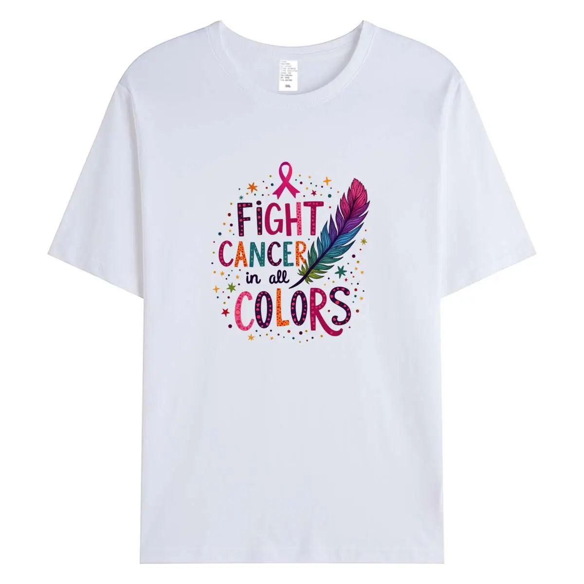 المرأة تي شيرت الوردي الشريط سرطان الثدي رمز طباعة امرأة تيشيرت بأكمام قصيرة تيز المرأة بلايز أنثى القطن التي شيرت الملابس #2