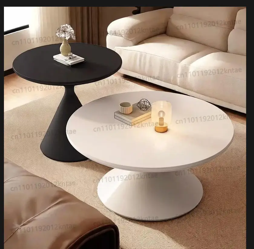 Cream style coffee table for home, minimalist living room, small apartment, modern, minimalist, high-end, circular coffee table