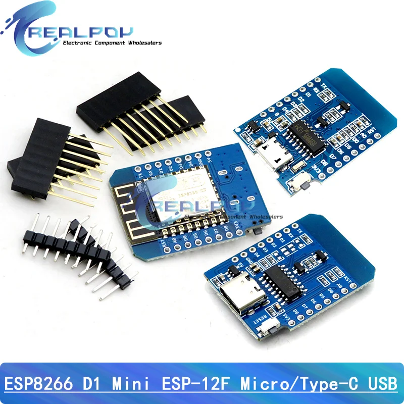 D1 Mini TYPE-C / MICRO ESP8266 ESP-12F CH340G V2 USB D1 Mini WIFI макетная плата D1 Mini NodeMCU Lua IOT плата 3,3 В с контактами